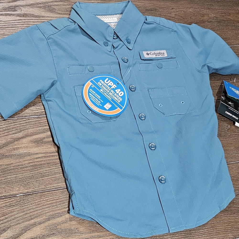 New Columbia Kids' Blue Short Sleeve Shirt